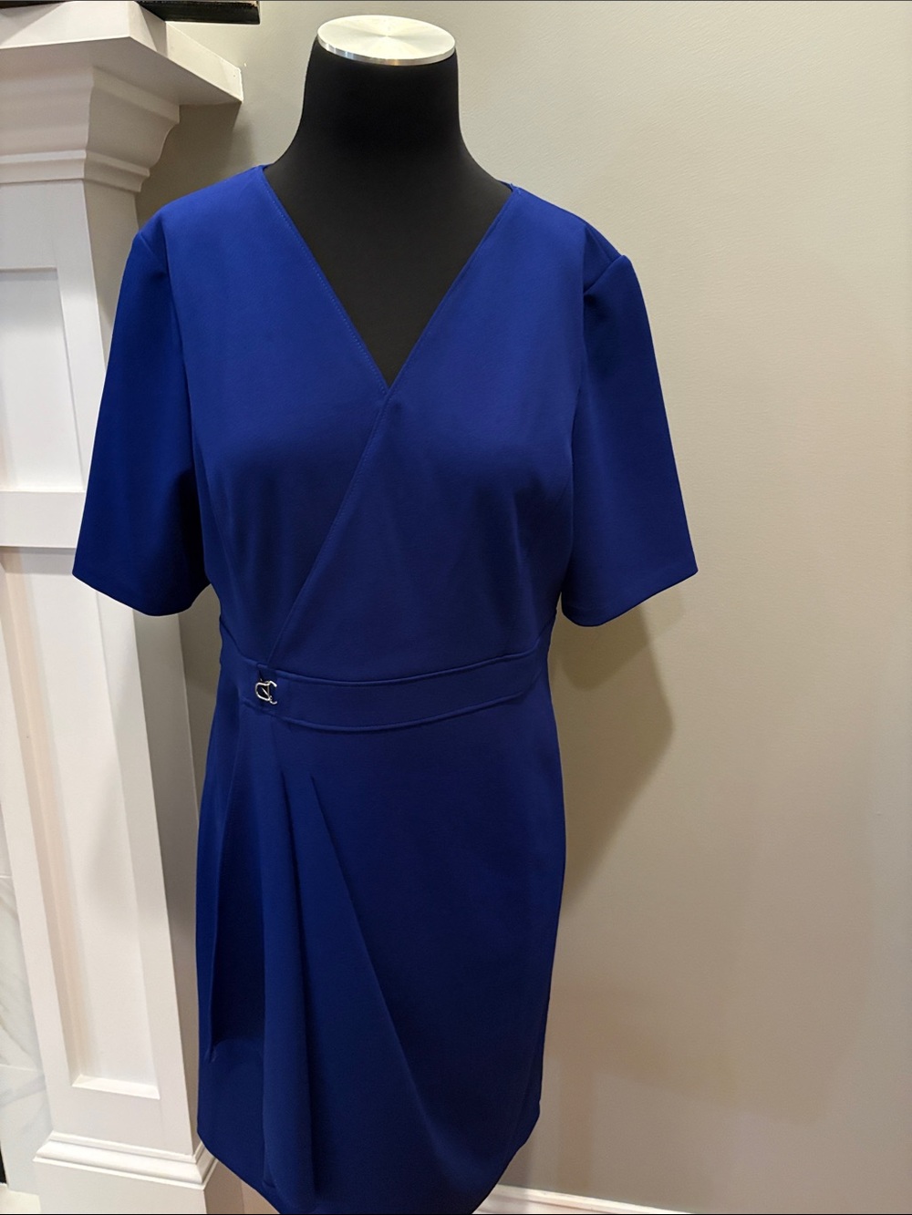 Dkny Cobalt Blue Wrap-Effect Gorgeous Dress